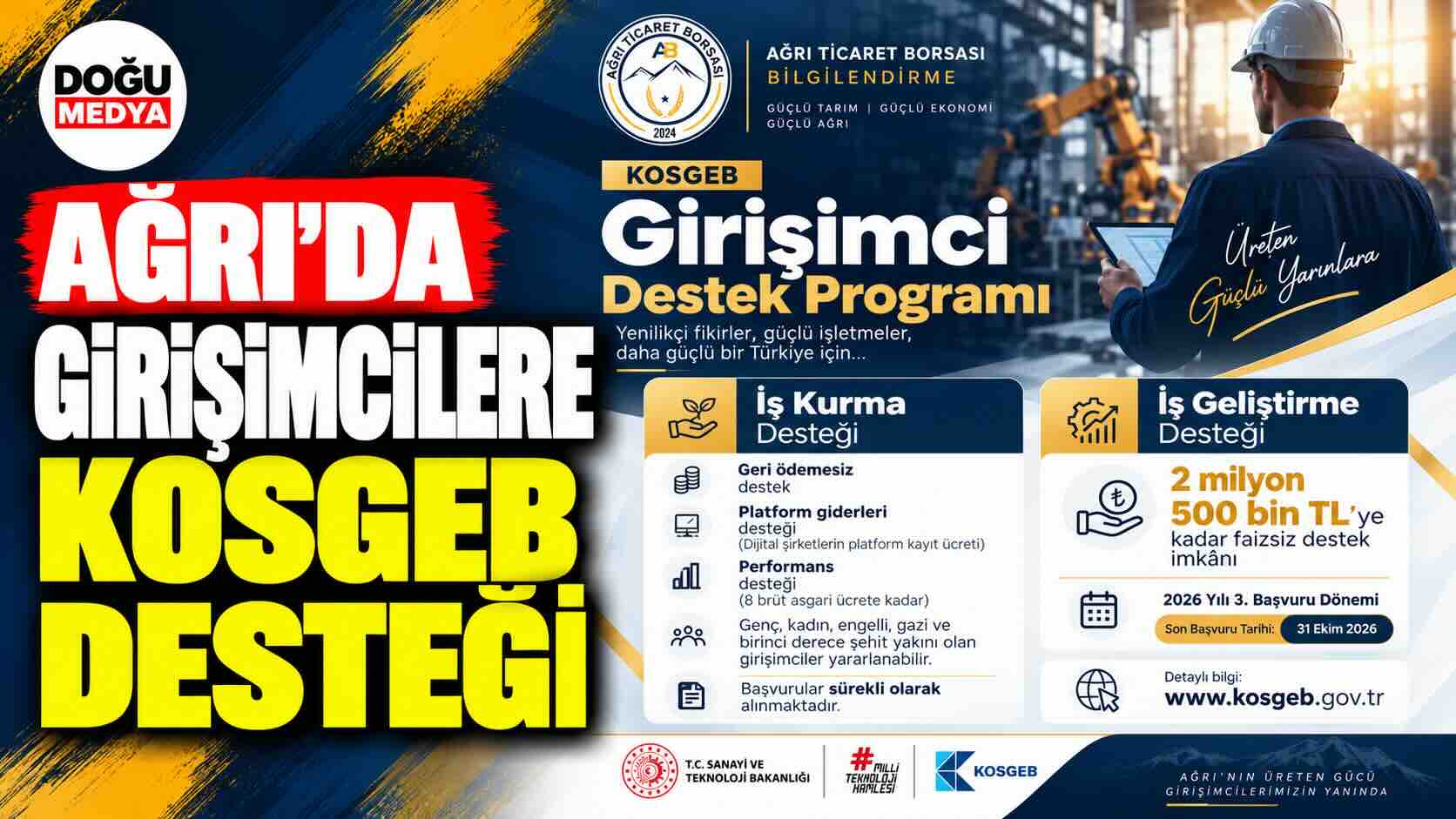 Ağrı’da Girişimcilere KOSGEB Desteği