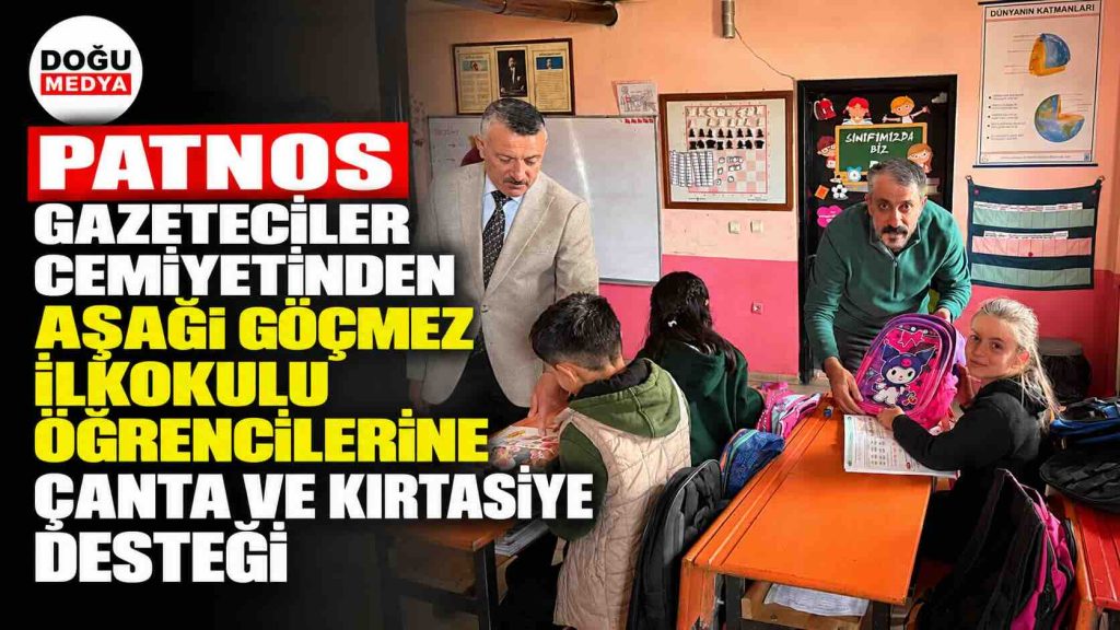 Patnos Gazeteciler Cemiyetinden Aşağı Göçmez İlkokulu Öğrencilerine Çanta ve Kırtasiye Desteği